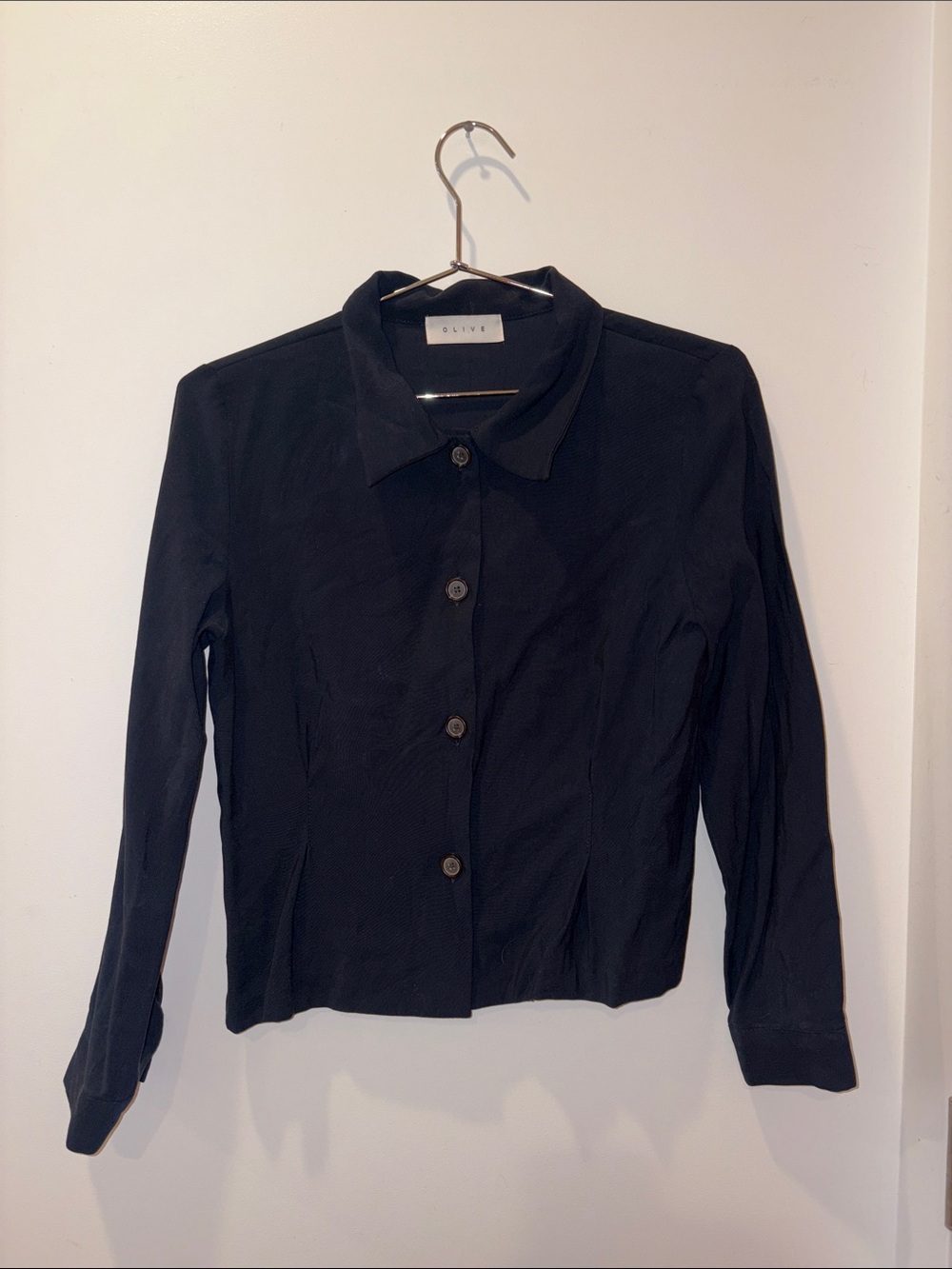 OLIVE Black Button-Down Women's Shirt